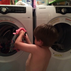 Three-Year-Old Helping with the Laudry